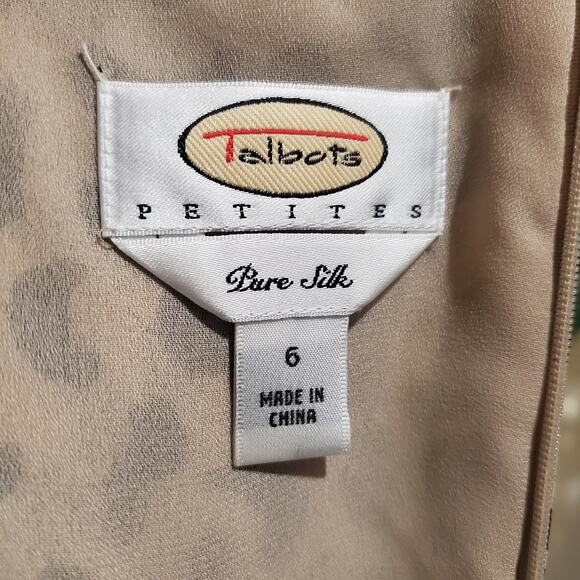 Talbots Vtg 100% Silk Tiered Leopard Animal Print Midi Dress Size 6P Sleeveless - Picture 10 of 12